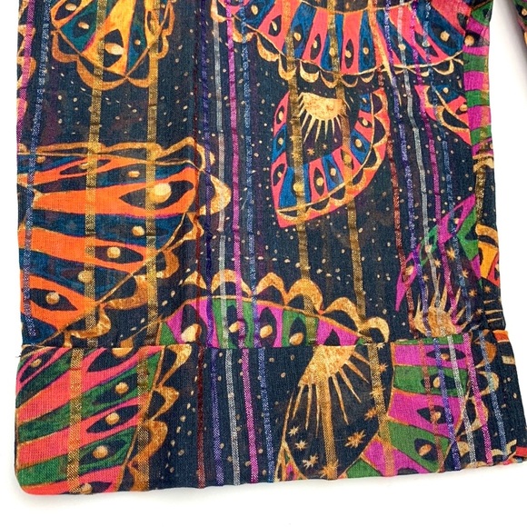 Farm Rio for Anthropologie Lurex Stripe Printed Pants Size Small - Picture 9 of 16